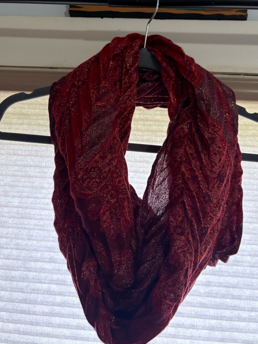 Women's Metallic Red Infinity Scarf